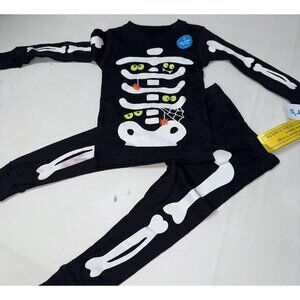 Carter's Skeleton Glow-In-The-Dark Pajama Top Bottom Set Toddler Boys 2T Costume